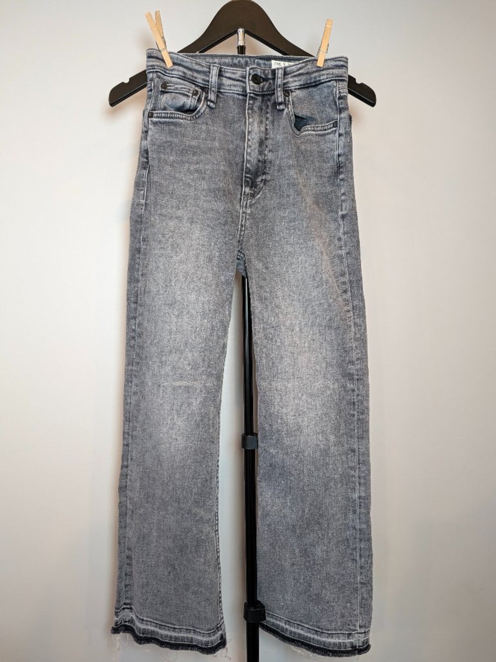 Rag & Bone Womens Size 25 Gray Harley High Rise Wide Leg Ankle Frayed Hem Jeans